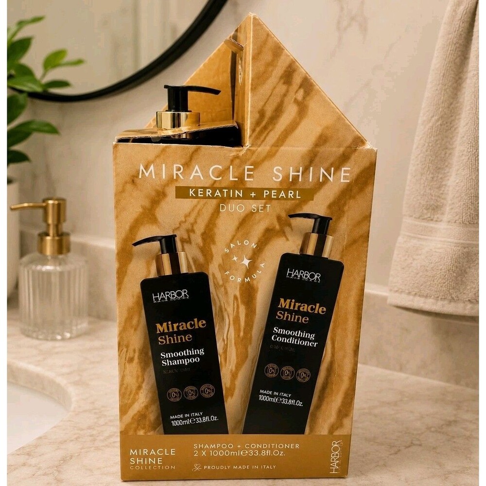Harbor Natural Miracle Shine Smoothing Shampoo & Conditioner Keratin 33.8 Oz Ea